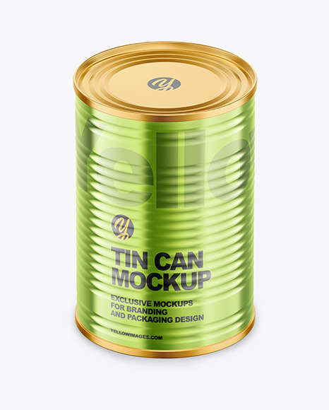 Glossy Metallic Tin Can Mockup