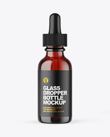 Dark Amber Glass Dropper Bottle Mockup