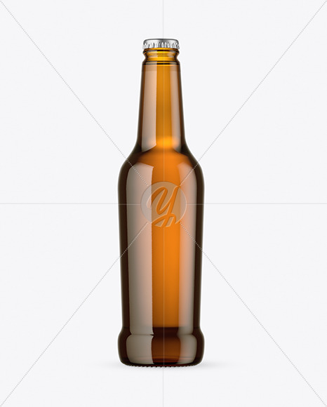 Amber Glass Lager Beer Bottle Mockup