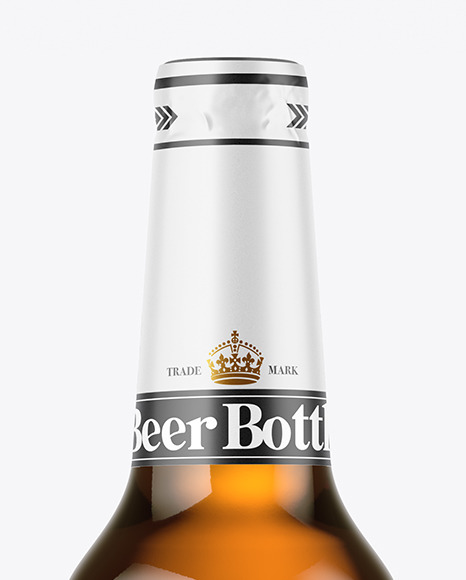 Amber Glass Lager Beer Bottle Mockup