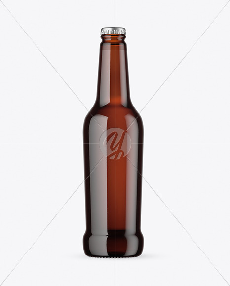 Dark Amber Glass Lager Beer Bottle Mockup