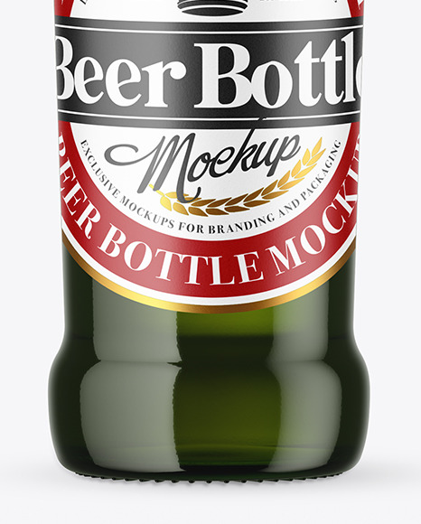 Green Glass Lager Beer Bottle Mockup