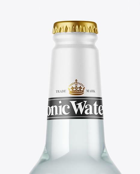 Blue Glass Tonic Water Bottle Mockup