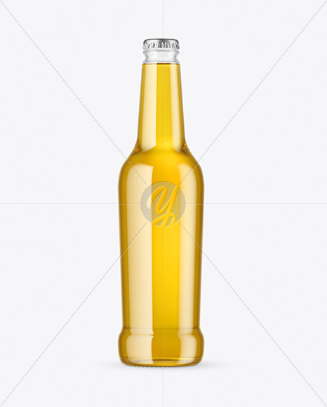 Clear Glass Lager Beer Bottle Mockup