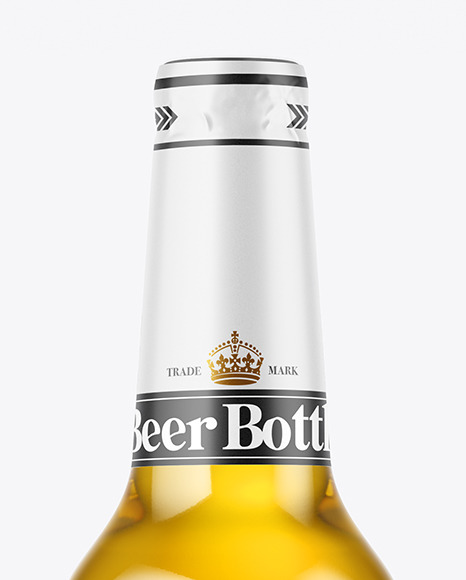 Clear Glass Lager Beer Bottle Mockup