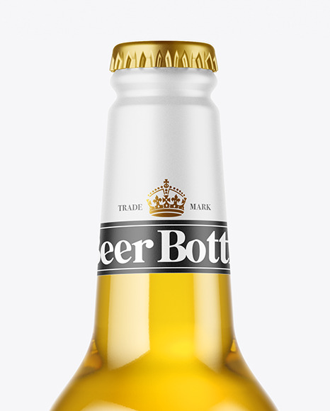 Clear Glass Lager Beer Bottle Mockup