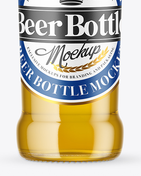 Clear Glass Lager Beer Bottle Mockup