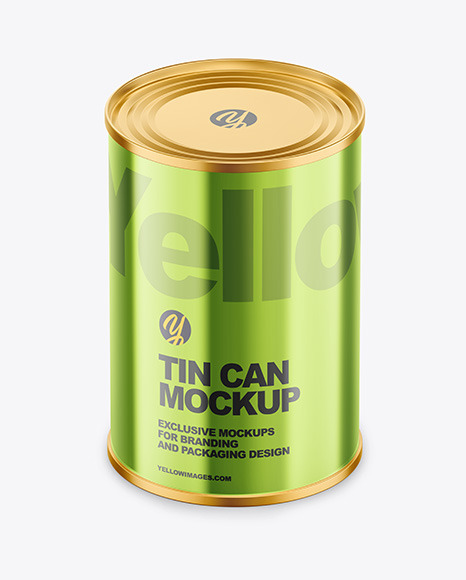 Glossy Metallic Tin Can Mockup