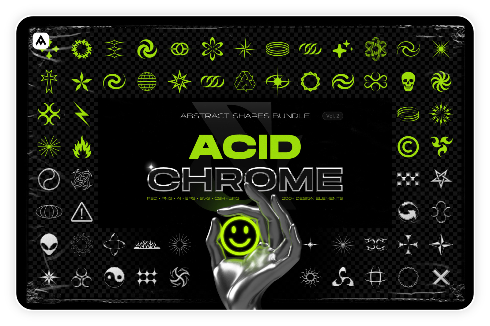 Acid & chrome abstract shapes bundle Acid & chrome abstract shapes bundle