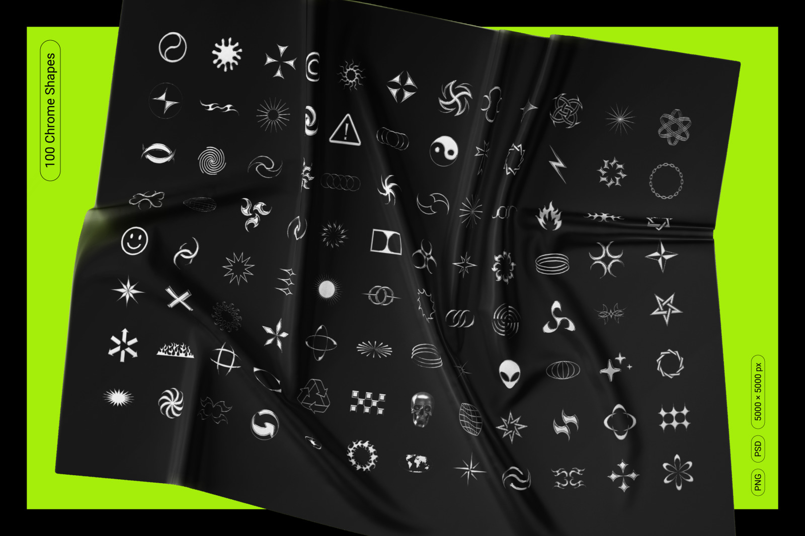 Acid & chrome abstract shapes bundle Acid & chrome abstract shapes bundle