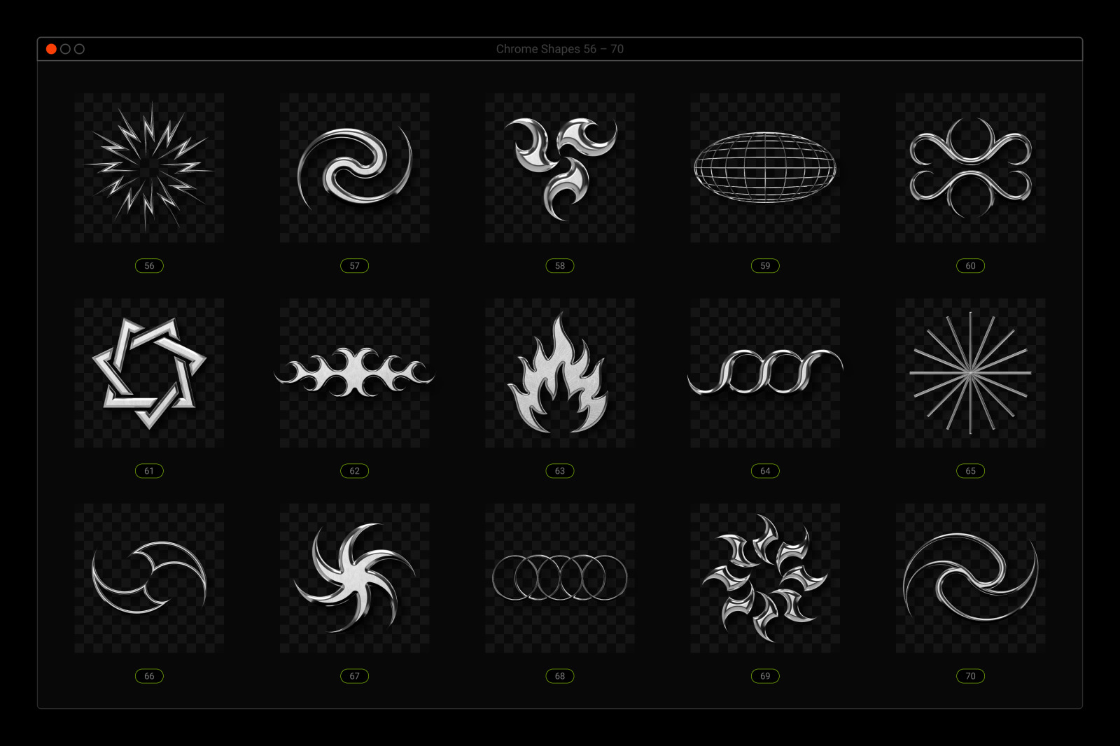 Acid & chrome abstract shapes bundle Acid & chrome abstract shapes bundle