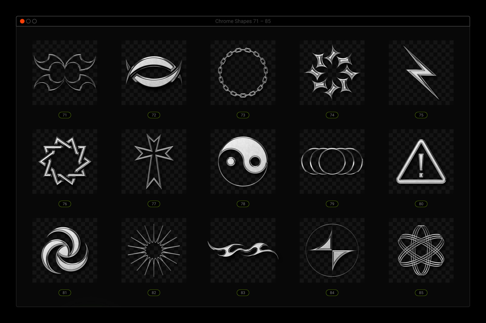Acid & chrome abstract shapes bundle Acid & chrome abstract shapes bundle