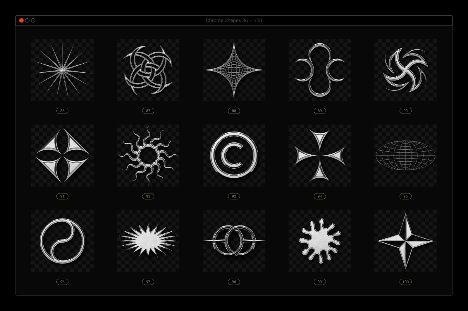 Acid & chrome abstract shapes bundle Acid & chrome abstract shapes bundle