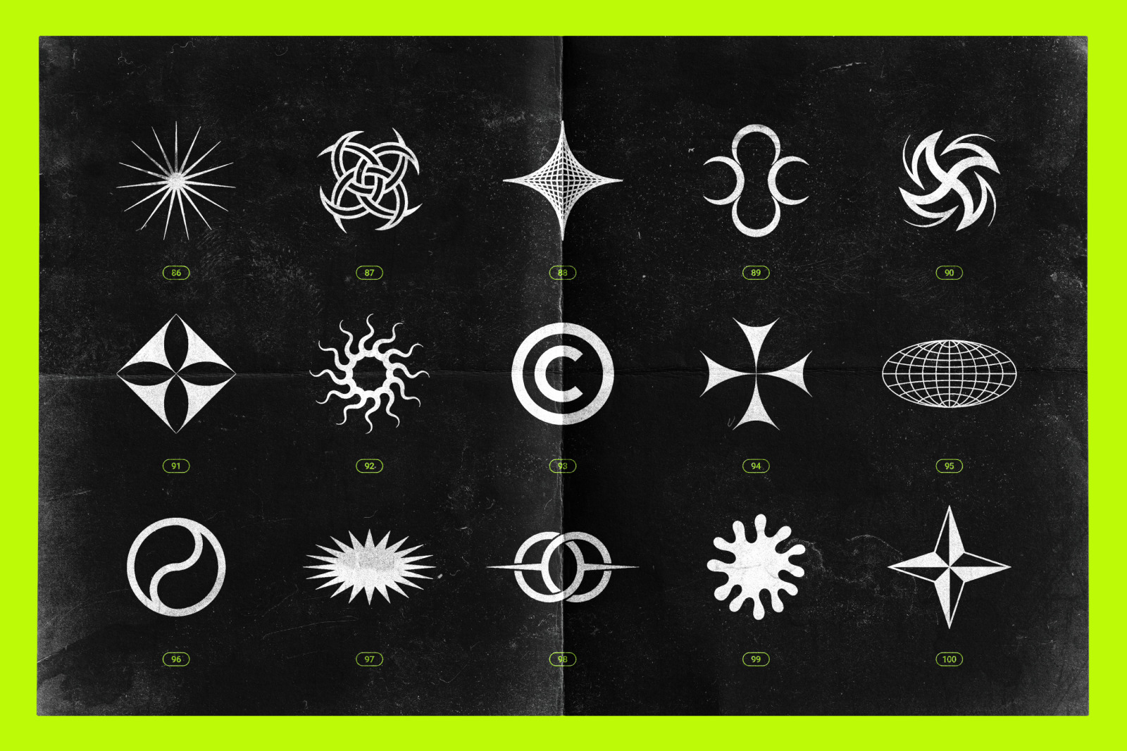 Acid & chrome abstract shapes bundle Acid & chrome abstract shapes bundle