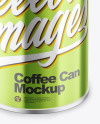 Coffee Tin Can with Glossy Metallic Finish Mockup