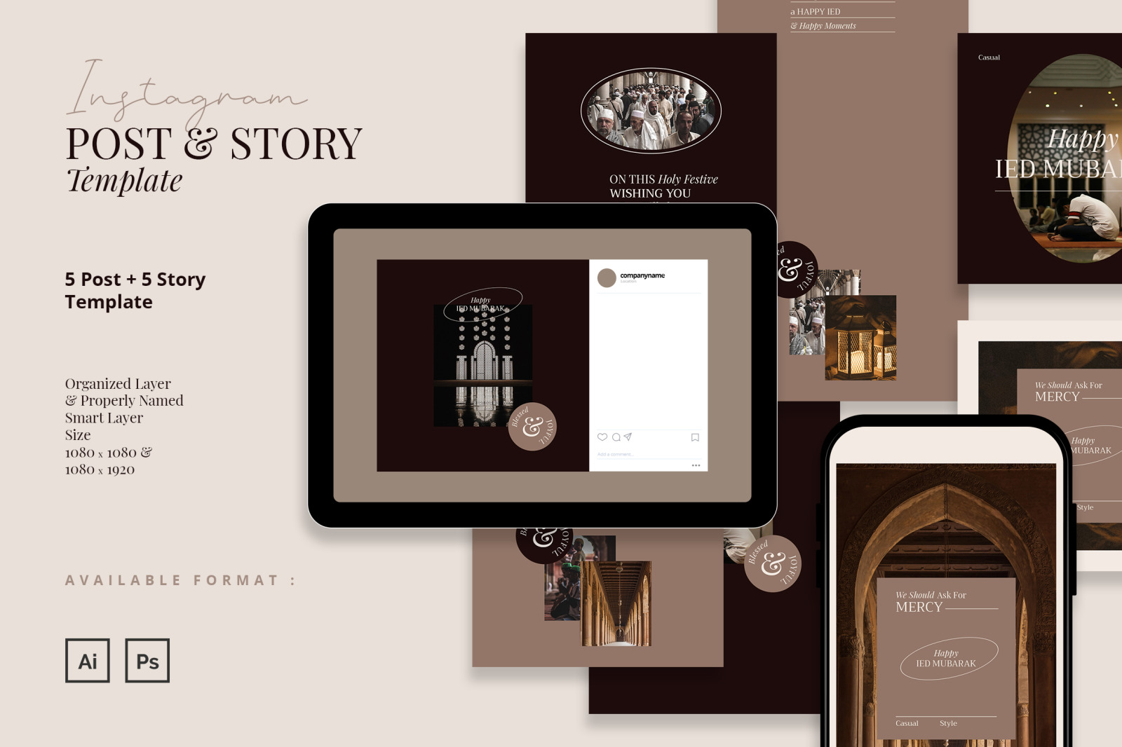 Classic and Elegant Happy Eid Instagram Template Classic and Elegant Happy Eid Instagram Template