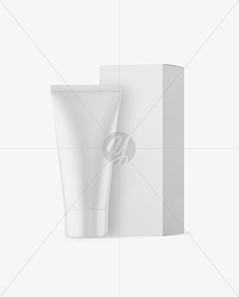 Matte Cosmetic Tube with Box Mockup