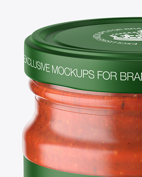 Glass Jar With Tomato Sauce Mockup