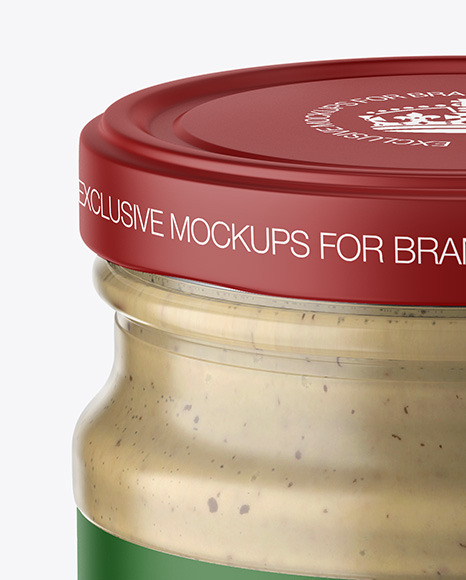 Glass Jar with Mushroom Sauce Mockup