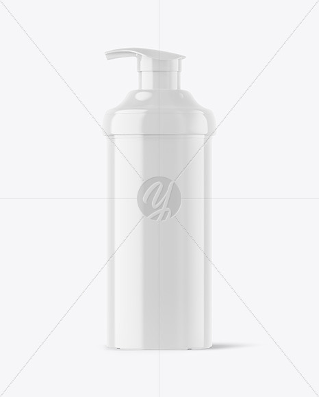 Glossy Cosmetic Bottle with Pump Mockup