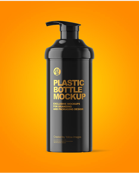 Glossy Cosmetic Bottle with Pump Mockup