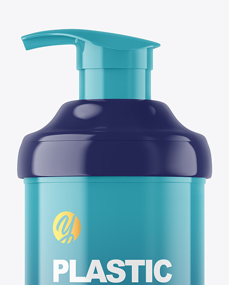 Glossy Cosmetic Bottle with Pump Mockup