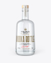 Clear Glass Vodka Bottle with Wooden Cap Mockup