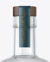 Clear Glass Vodka Bottle with Wooden Cap Mockup