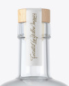 Clear Glass Vodka Bottle with Wooden Cap Mockup