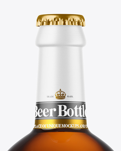 Amber Glass Beer Bottle Mockup