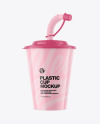 Glossy Plastic Baby Cup w/ Straw Mockup