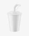 Matte Plastic Baby Cup w/ Straw Mockup