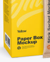 Kraft Stick Sachet w/ Paper Box Mockup