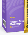 Matte Metallic Stick Sachet w/ Paper Box Mockup