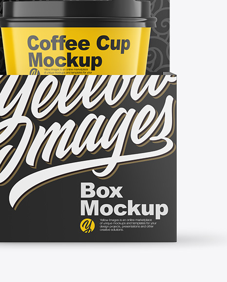 Glossy Coffee Cups in Paper Holder Mockup