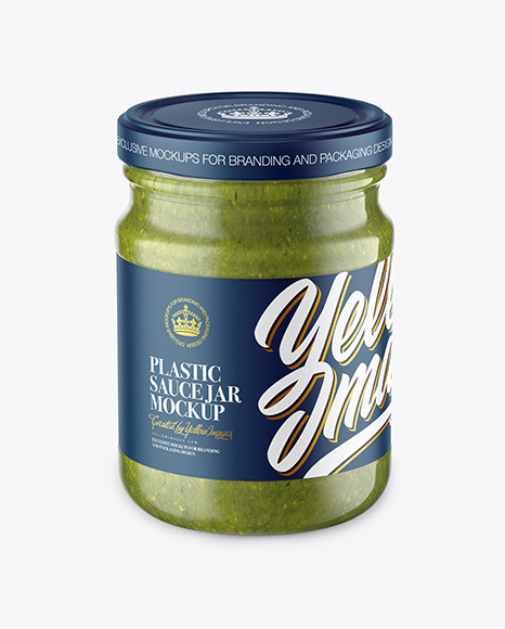 Glass Jar with Pesto Sauce Mockup