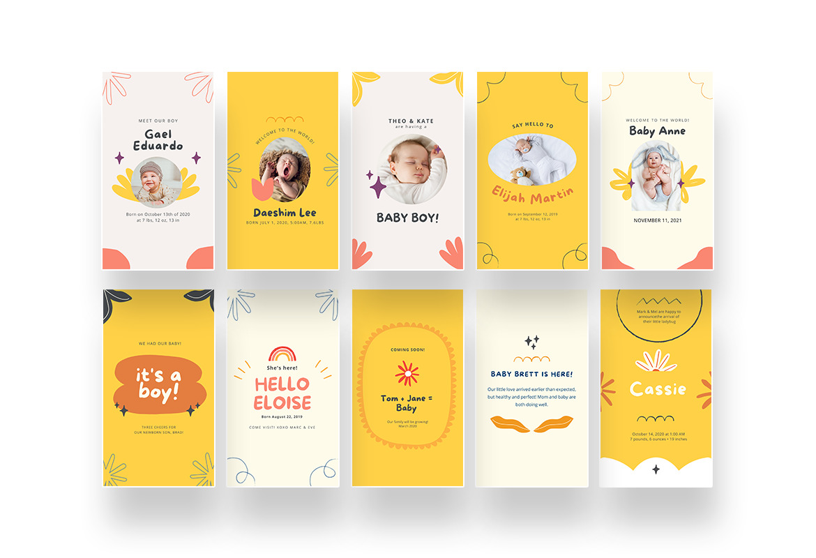 Cute Baby Birth Announcement Canva