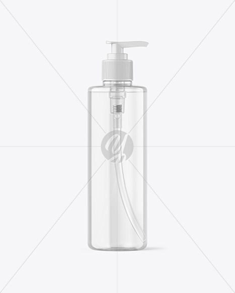 500ml Clear Cosmetic Bottle with Pump Mockup 500ml Clear Cosmetic Bottle with Pump Mockup