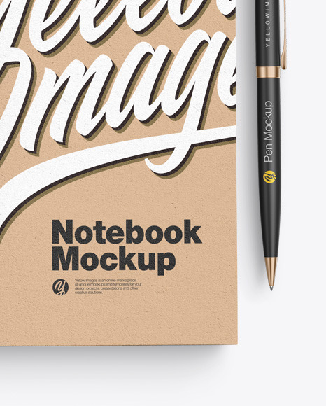 Kraft Notebook With Pen Mockup