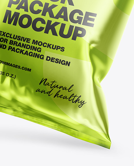 Two Glossy Metallic Snack Packages Mockup