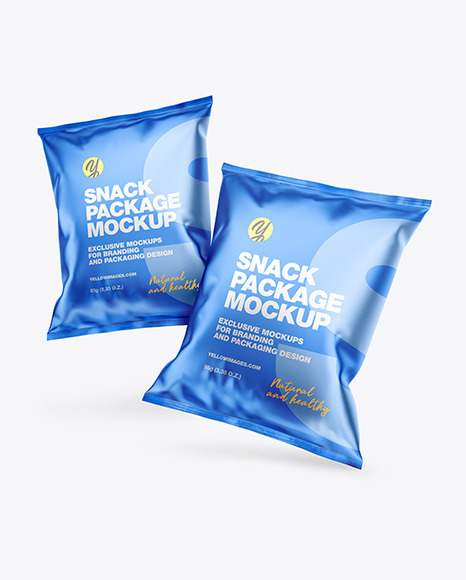 Two Matte Metallic Snack Packages Mockup