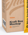 Matte Stick Sachet w/ Kraft Box Mockup