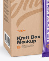 Metallic Stick Sachet w/ Kraft Box Mockup