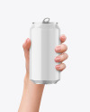 Aluminium Can With Glossy Finish in a Hand Mockup