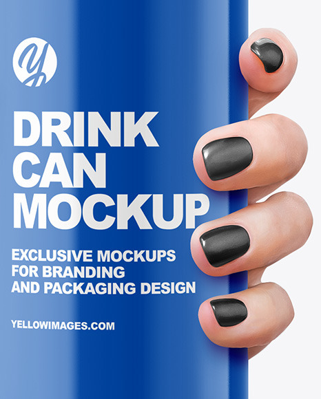 Aluminium Can With Glossy Finish in a Hand Mockup