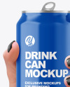 Aluminium Can With Glossy Finish in a Hand Mockup