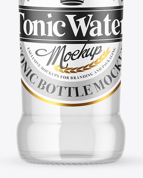 Clear Glass Tonic Water Bottle Mockup