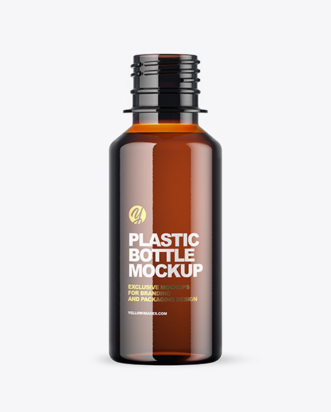 Amber Plastic Bottle Mockup