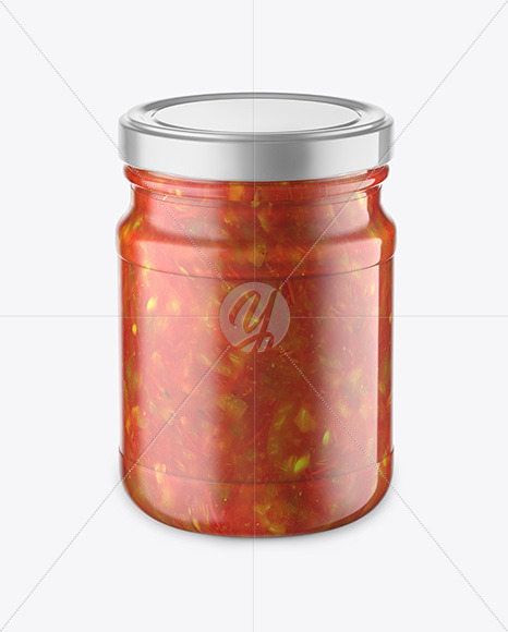 Glass Jar With Lecho Sauce Mockup