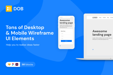 DOB Desktop & Mobile Wireframe Web UI Kit - UX & UI Kits